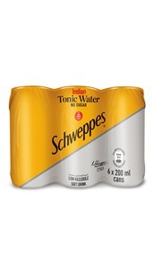 Schweppes Tonic Water No Sugar 200ML CANS 6 PACK