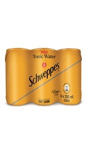Schweppes Tonic Water 200ML CANS 6 PACK