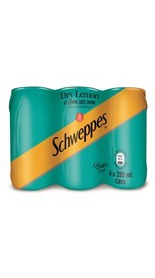 Schweppes Dry Lemon 200ML CANS 6 PACK