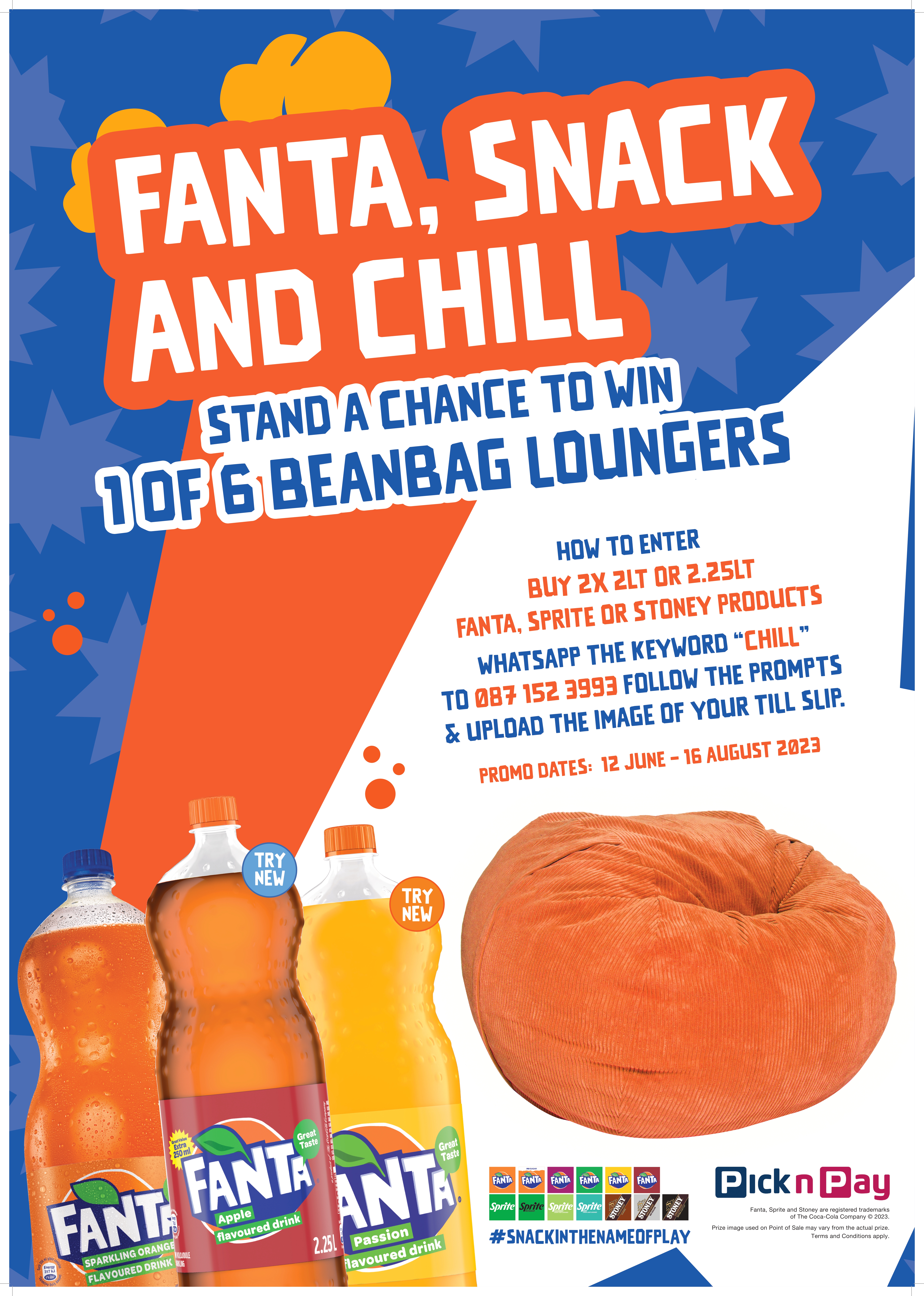  STAND A CHANCE TO WI 1 OF 6 BEANBAG LOUNGER VALUED AT R3990
